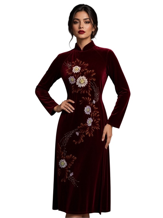 Dresses & Skirts - 1990’s Velveteen cheongsam cocktail over dress